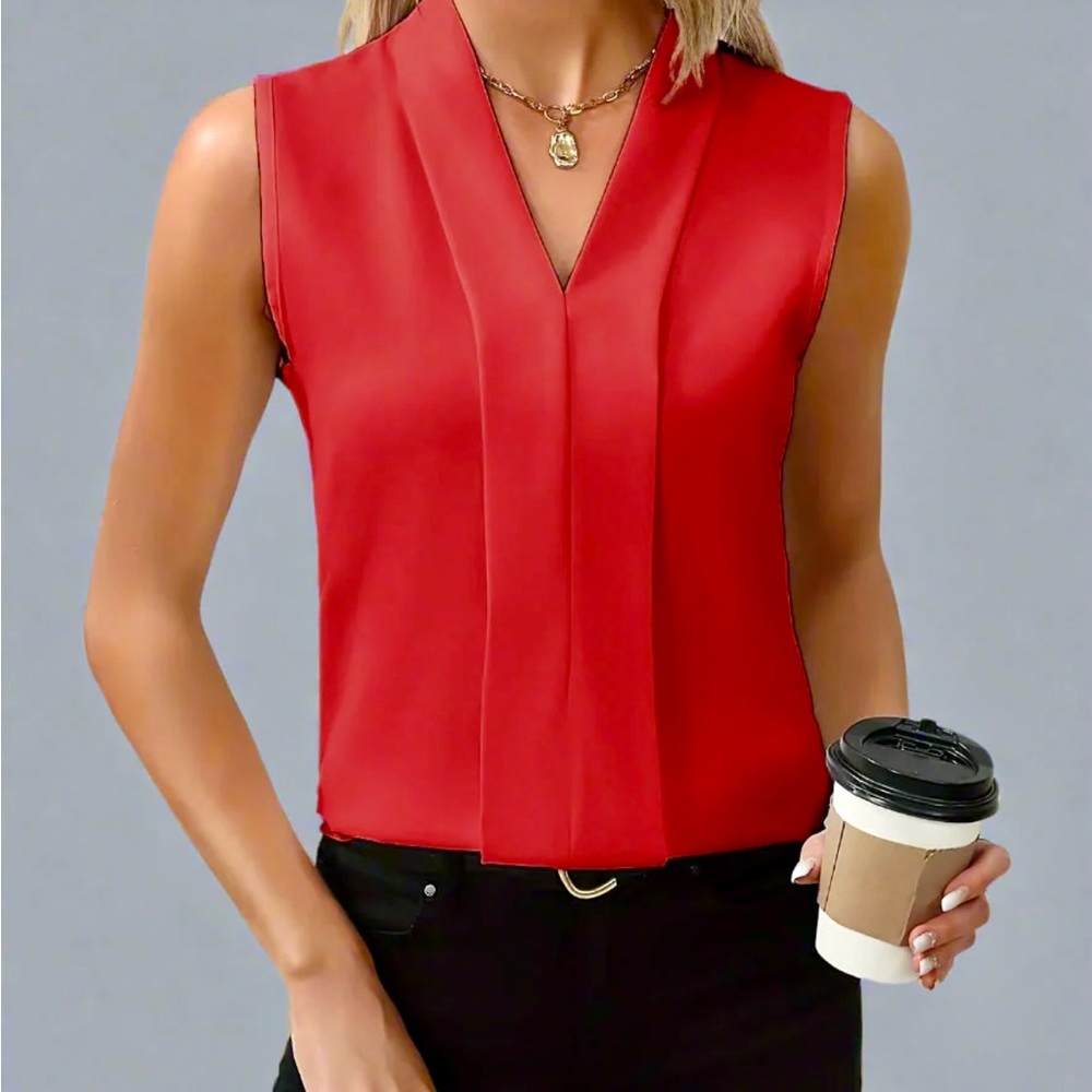 Elegant Red Sleeveless Top